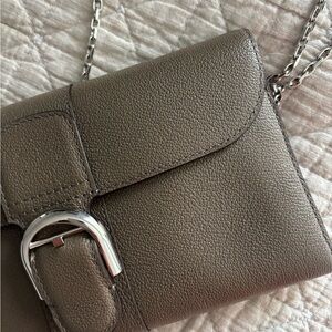 Delvaux Gray Leather Ling Chain Wallet, Shoulder Bag